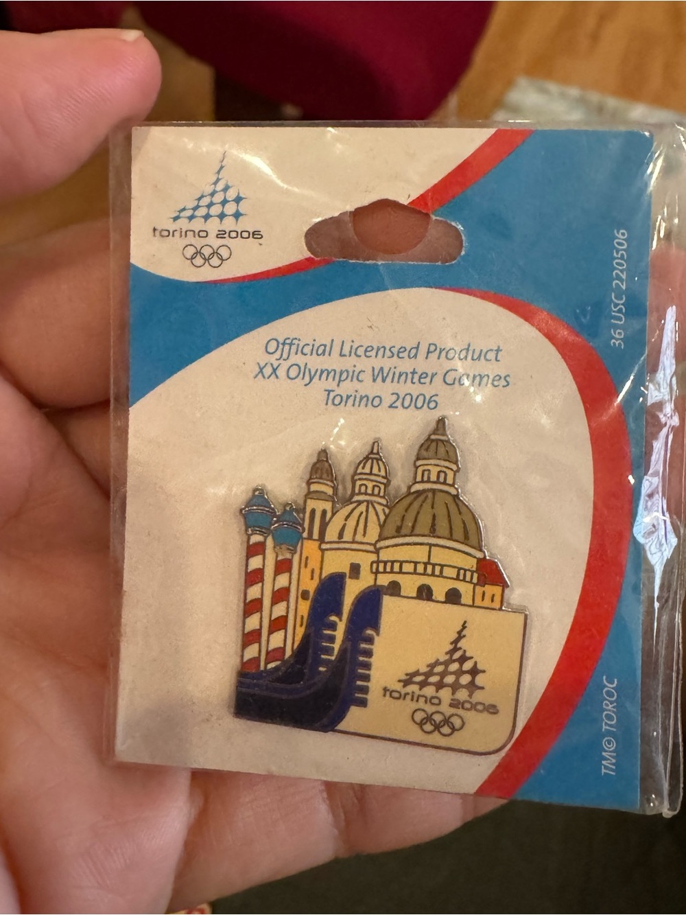 Olympus Torino 2006 Multicolor Enamel Brooch - Blue, Red, Gold, White